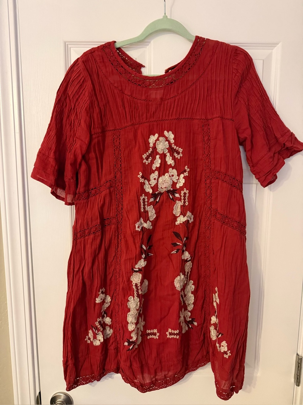 Free People Rust Red Crochet-Trim Blouse~
FIRM ON PRICE